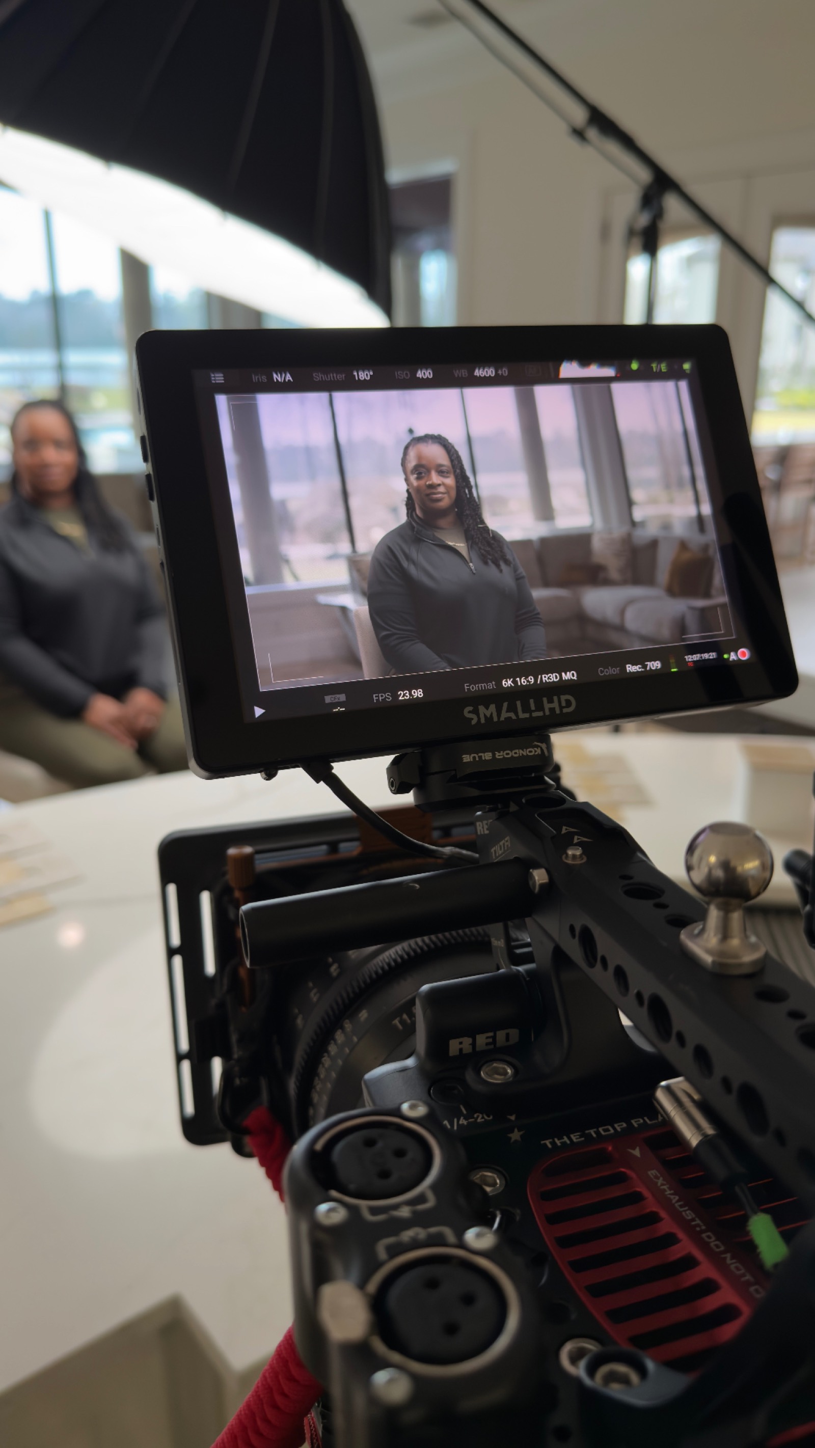 On-set cinematography for Studio Thirty Media, with a cinema camera and monitor